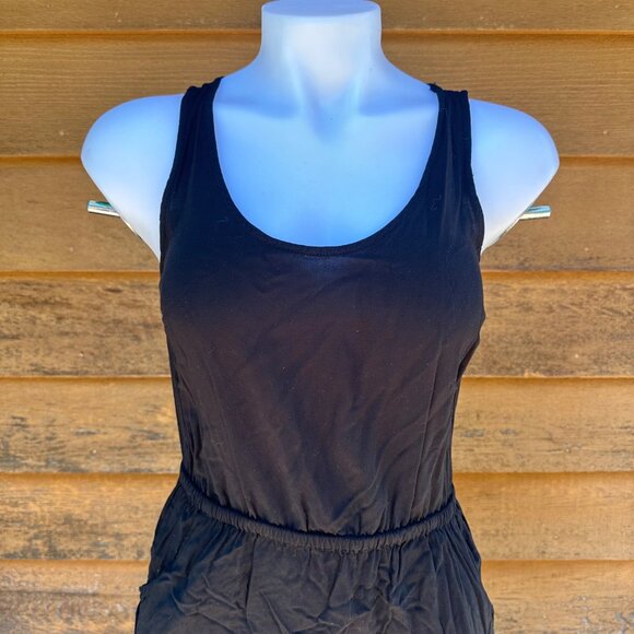 Mossimo Little Black Dress Cutout Back Pockets Light weight Mini Tank Dress Size - Picture 2 of 10